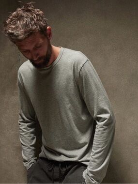 JAMES PERSE Combed Cotton Long Sleeve Crew Neck T-Shirt Grey Men's 1 / S